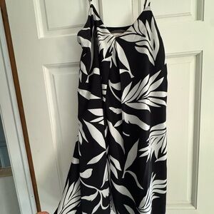 LOFT Black and White Leaf Print Dress